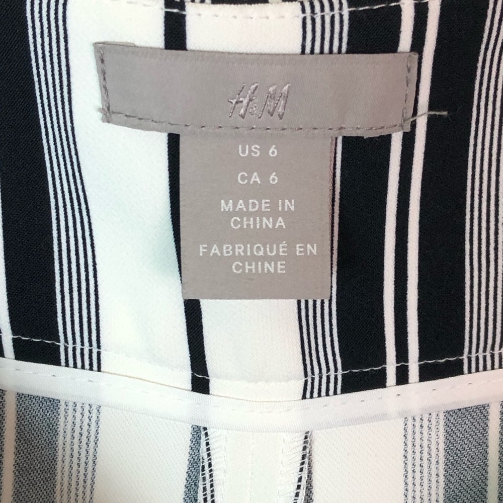 H&M size 6 palazzo high waist belt striped pants - Picture 3 of 5